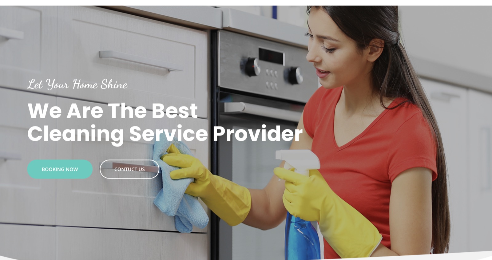 Local cleaning business website hero section with home service call to action
